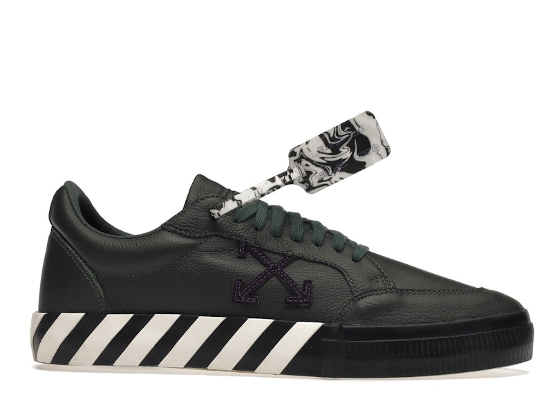 OFF-WHITE Vulc Low Dark Green Leather