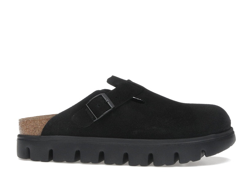 Birkenstock Boston Chunky Suede Black Black Sole (Narrow) (Women's)