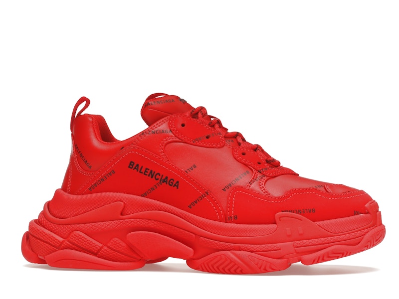 Balenciaga Triple S Allover Logo Red