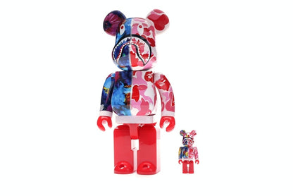 Bearbrick x Bape x Mika Ninagawa Shark 100% & 400% Set Pink