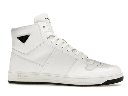 Prada Downtown High Top Sneakers Leather White White Black