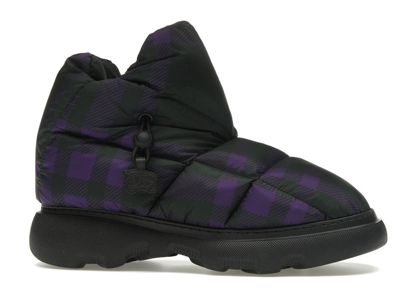 Burberry Check Pillow Boot Black Purple