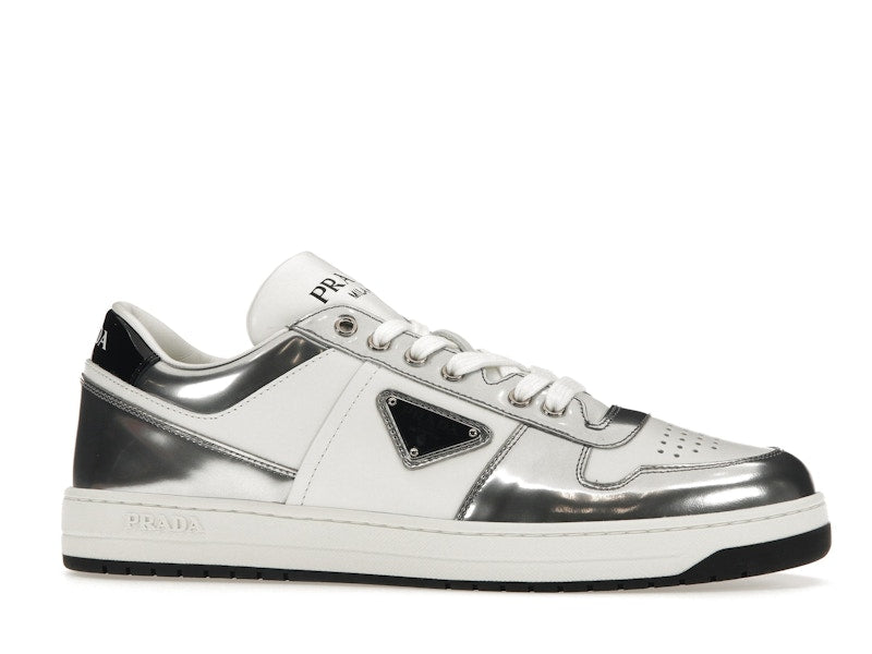 Prada Downtown Low Top Sneakers Leather White Silver
