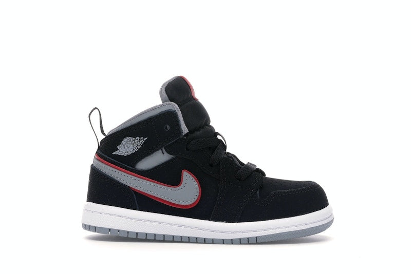 Jordan 1 Mid Black Particle Grey Gym Red (TD)