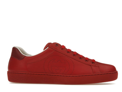 Gucci Ace Perforated Interlocking G Red