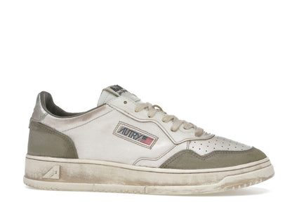 Autry Medalist Low Super Vintage White Silver Lizard