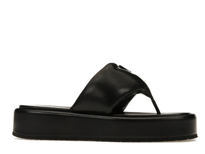 Prada Soft Padded 35mm Thong Wedge Sandals Black Nappa Leather