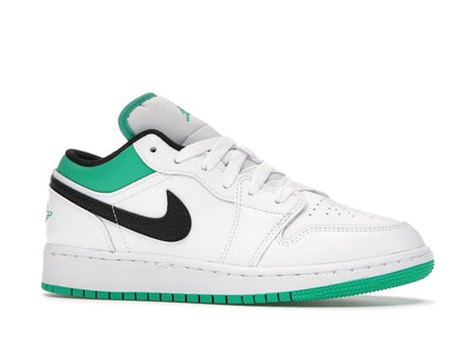 Jordan 1 Low White Lucky Green Tumbled Leather (GS)