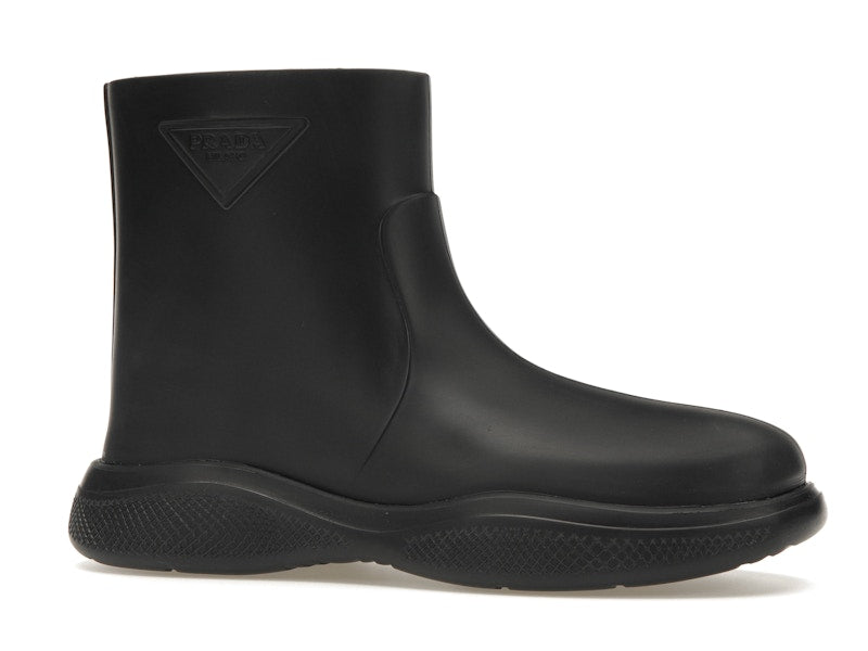 Prada Pull-On Rain Booties Black Rubber