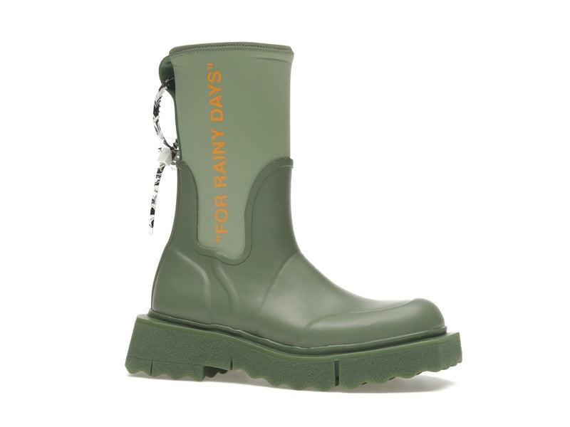 OFF-WHITE Zip-tie Rain Boots Green (Women's)