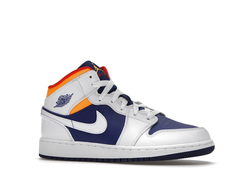 Jordan 1 Mid White Laser Orange Deep Royal Blue (GS)