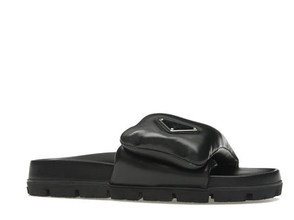 Prada Soft Padded 20mm Slide Sandal Black Nappa Leather