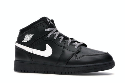 Jordan 1 Mid Black White Speckle (GS)