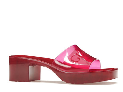 Gucci 60mm Slide Sandal Hibiscus Red Rubber