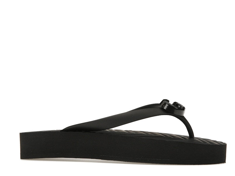 Gucci Chevron Thong Sandal Black Rubber