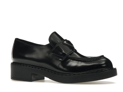 Prada Chocolate 50mm Loafer Black Brushed Leather