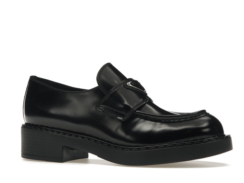 Prada Chocolate 50mm Loafer Black Brushed Leather