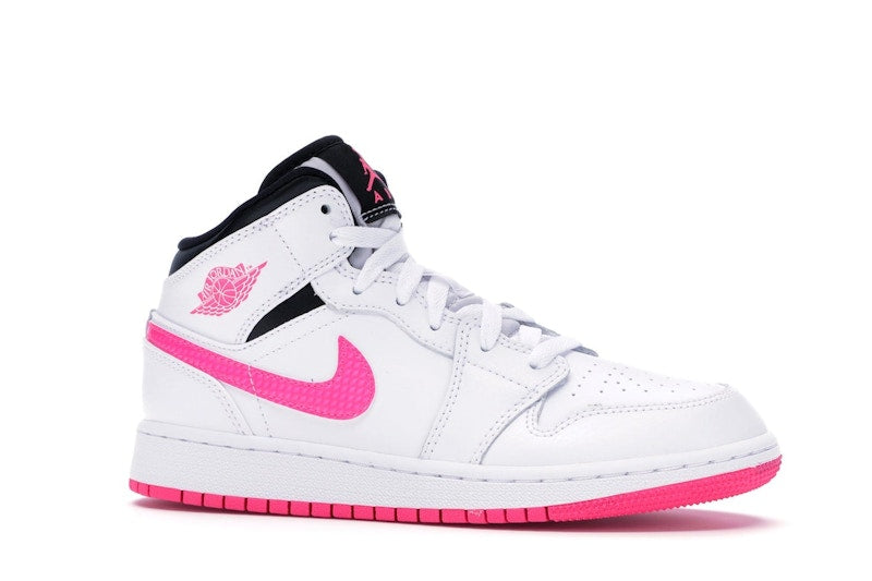 Jordan 1 Mid White Black Hyper Pink (GS)