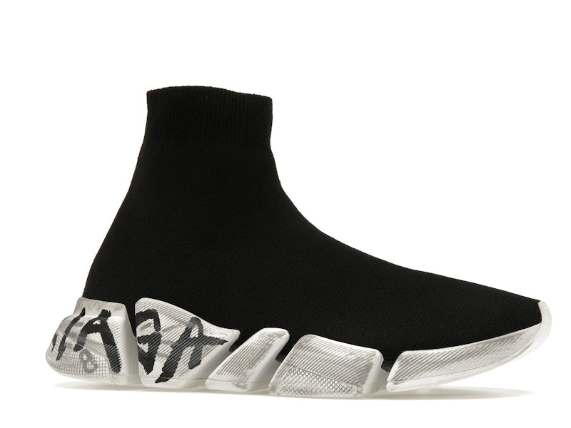 Balenciaga Speed 2.0 Graffiti Recycled Knit Black White
