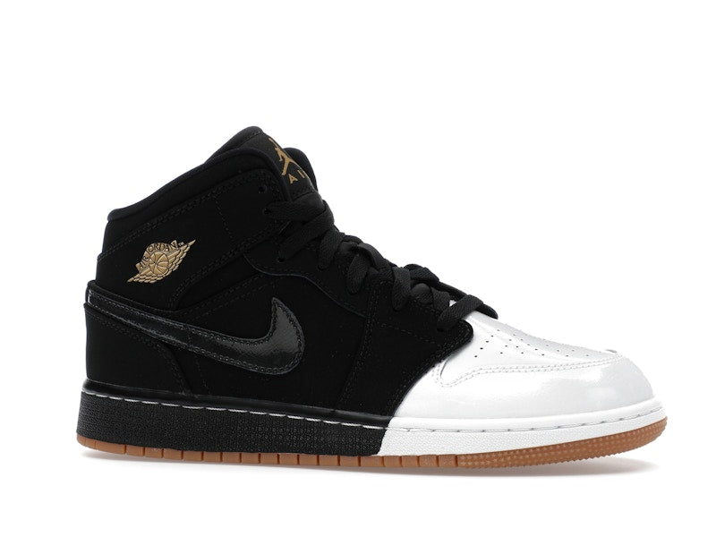 Jordan 1 Mid Black White Gold (GS)