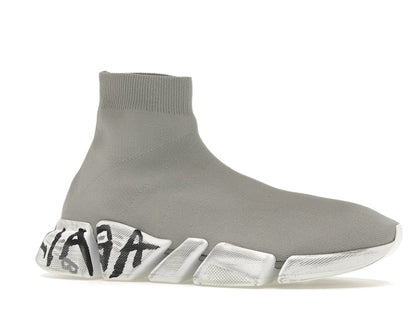 Balenciaga Speed 2.0 Graffiti Recycled Knit Grey White