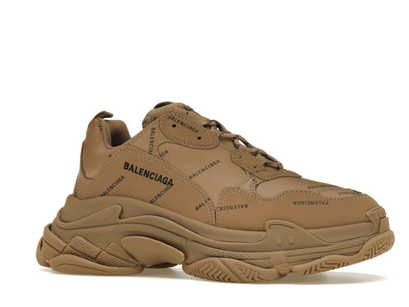 Balenciaga All Over Logo Triple S Beige
