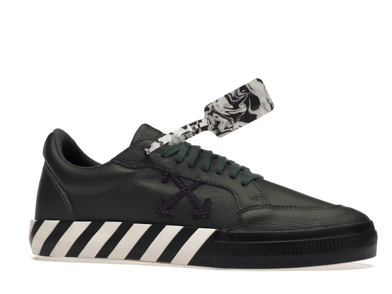 OFF-WHITE Vulc Low Dark Green Leather