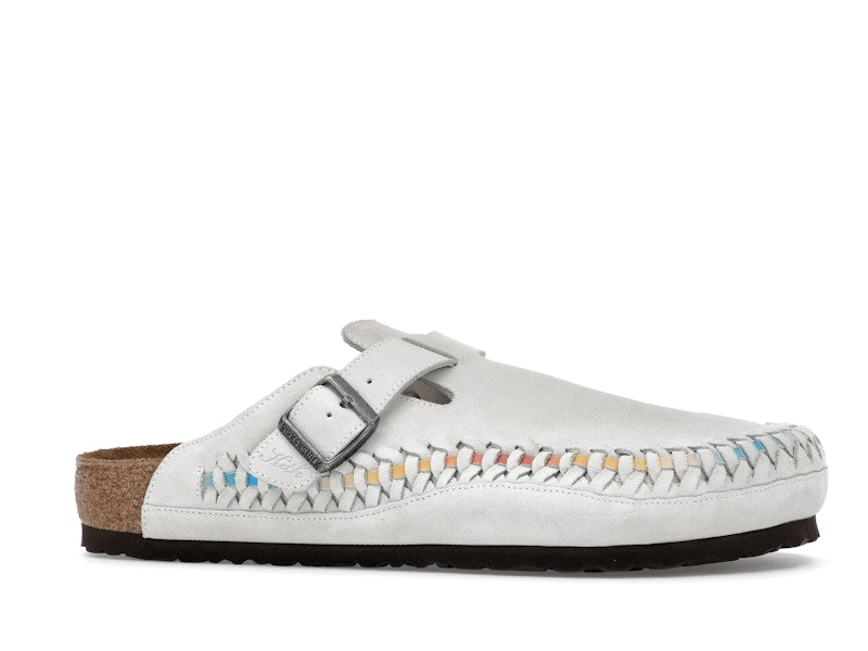 Birkenstock Boston Braided Suede Kith Antique White Tie Dye