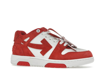 OFF-WHITE Out Of Office "OOO" Low Tops Brick Red White Suede