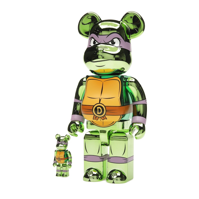 Bearbrick x Teenage Mutant Ninja Turtles Donatello 100% & 400% Set Chrome Ver.