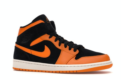 Jordan 1 Mid Black Orange Peel