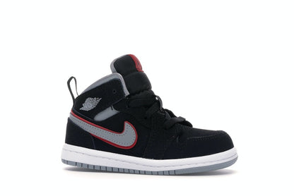 Jordan 1 Mid Black Particle Grey Gym Red (TD)