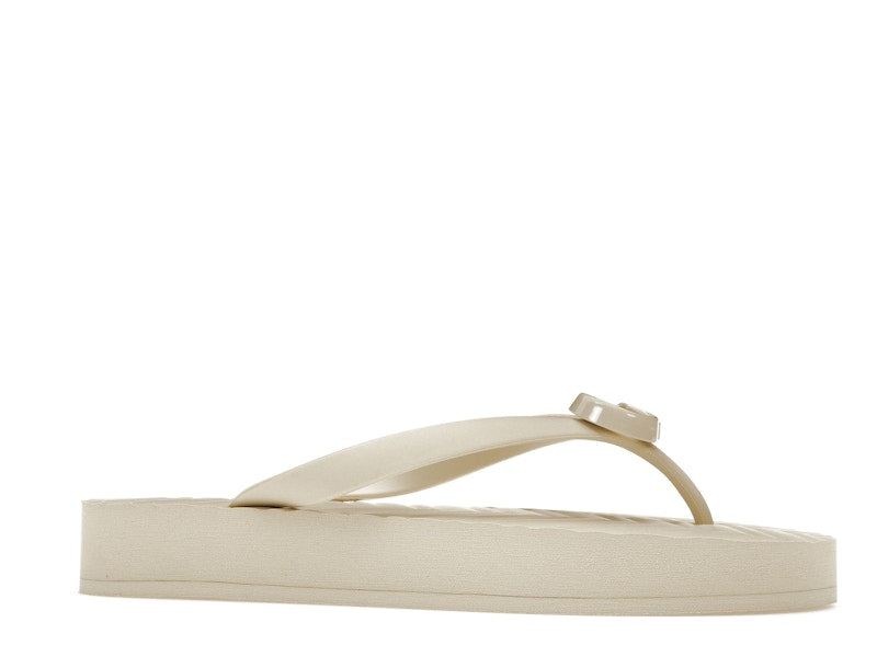 Gucci Chevron Thong Sandal White Rubber
