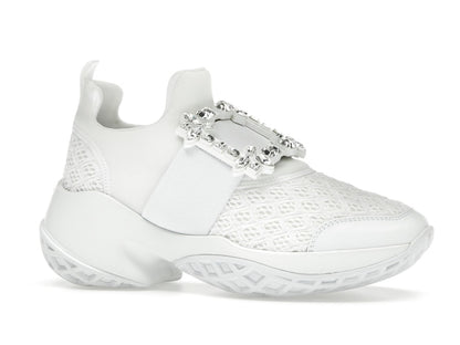 Roger Vivier Viv' Run Fabric White Crystal Buckle (Women's)