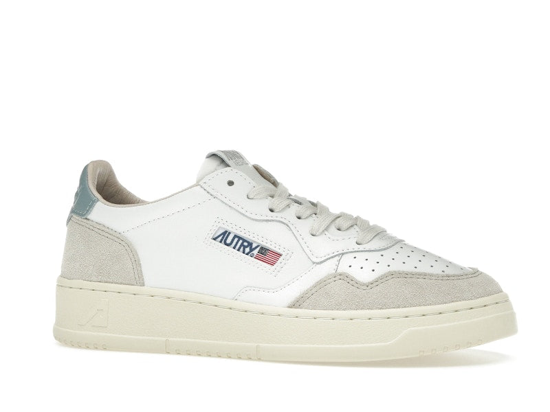 Autry Medalist Leather Low White Silver Blue Beige (Women's)