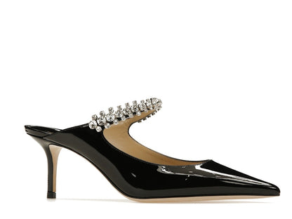 Jimmy Choo Bing 65mm Heeled Mule Black Patent Leather