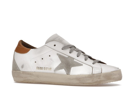 Golden Goose Super-Star White Vacchetta Tan Grey Suede Patch (Women's)