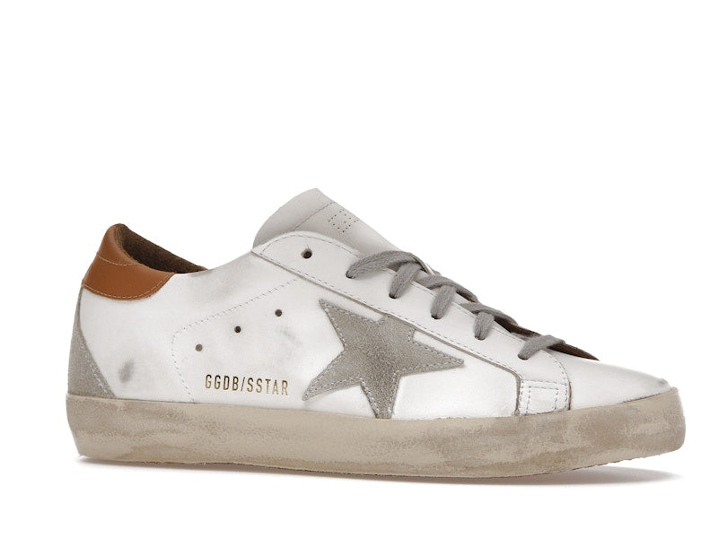 Golden Goose Super-Star White Vacchetta Tan Grey Suede Patch (Women's)