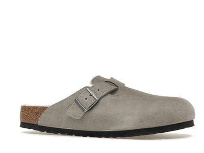 Birkenstock Boston Shearling Suede Stone Coin