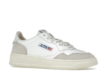 Autry Medalist Leather Low White Beige Suede (Women's)