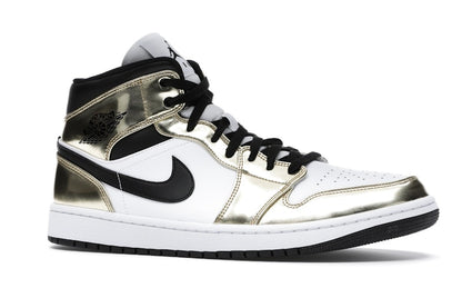 Jordan 1 Mid Metallic Gold Black White