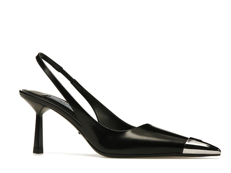 Prada 75mm Slingback Pump Black Leather