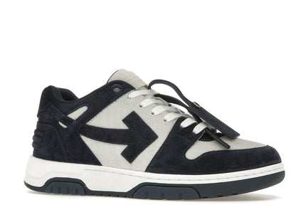 OFF-WHITE Out Of Office OOO Low Tops White Navy Blue Suede