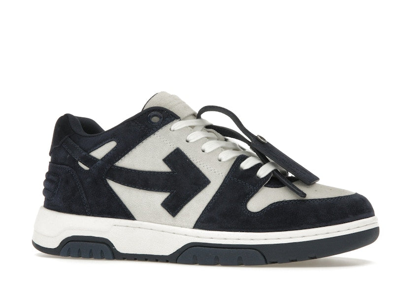 OFF-WHITE Out Of Office OOO Low Tops White Navy Blue Suede