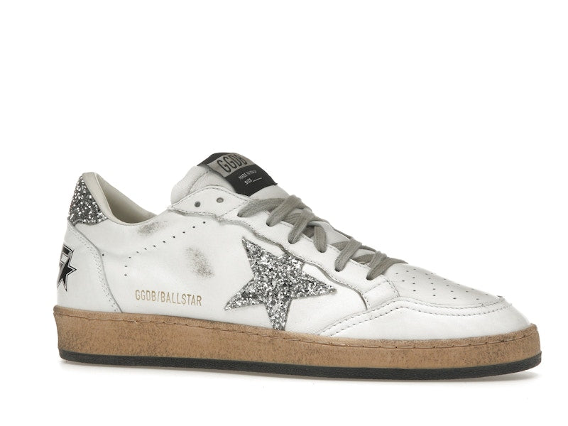 Golden Goose Ball Star White Silver Glitter (Women's)