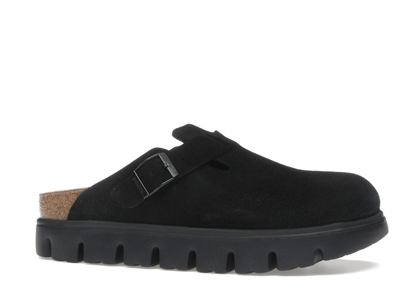 Birkenstock Boston Chunky Suede Black Black Sole (Narrow) (Women's)