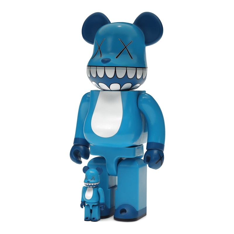 Bearbrick x a-nation KAWS Chompers 100% & 400% Set Blue
