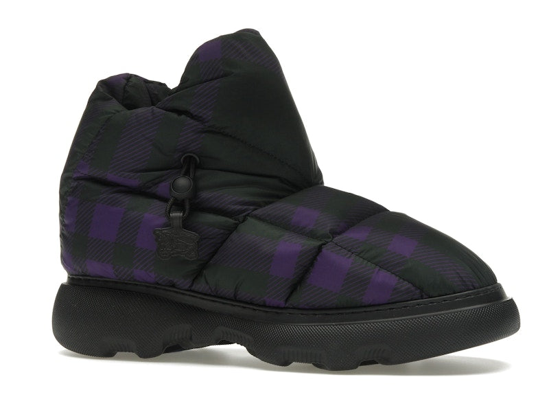 Burberry Check Pillow Boot Black Purple