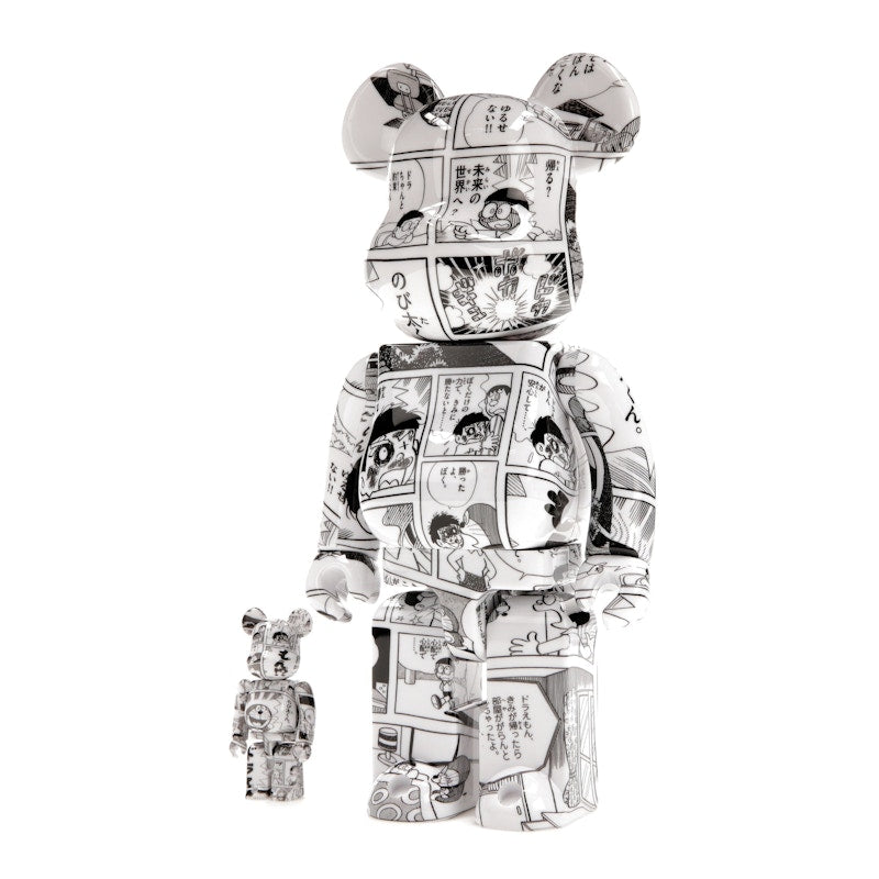 Bearbrick Doraemon (Comic Ver.) 100% & 400% Set Black & White
