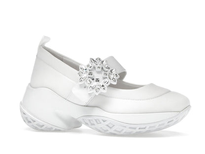 Roger Vivier Viv' Run Babies White Crystal Buckle (Women's)
